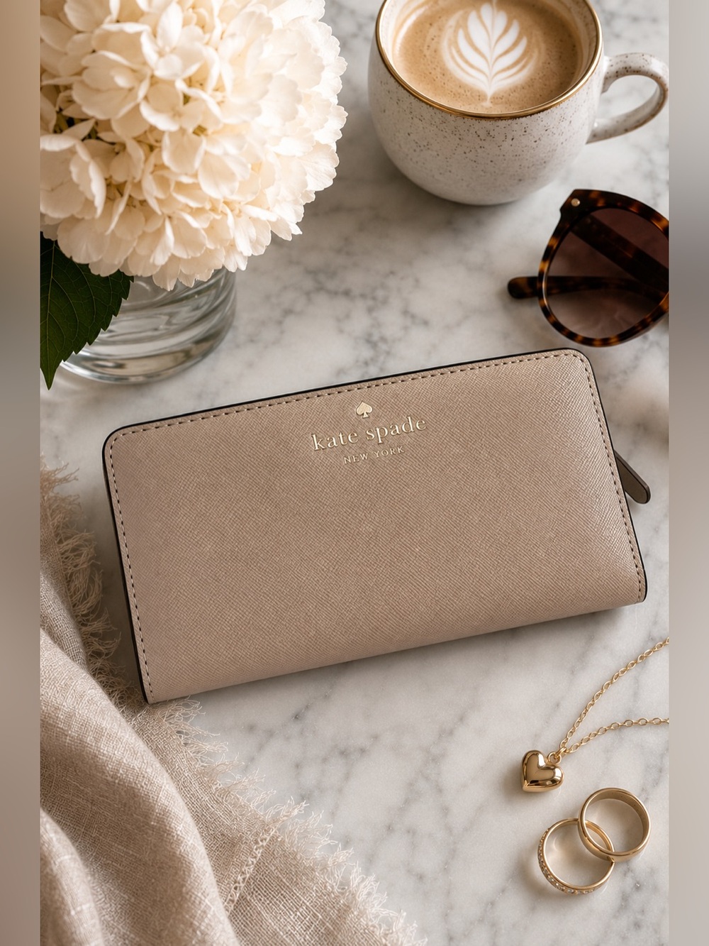 Kate Spade Tan Saffiano Leather Wallet